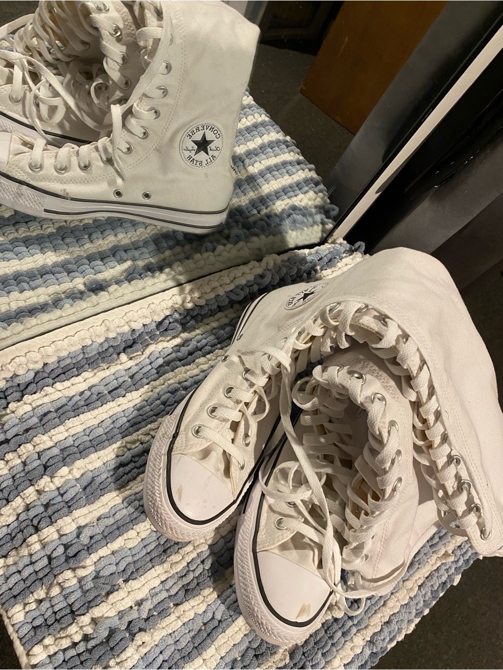 Converse White High-Top Kids Canvas Sneakers with Black Trim